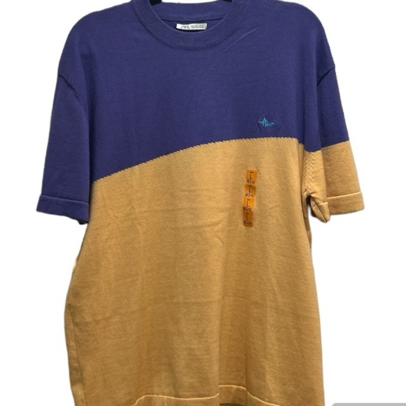 NWOT Zara Size Large short sleeve shirt, purple and gold colour - Picture 2 of 10